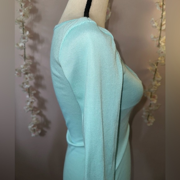 Spring Blue Drawstring Bodycon Dress - Picture 5 of 5